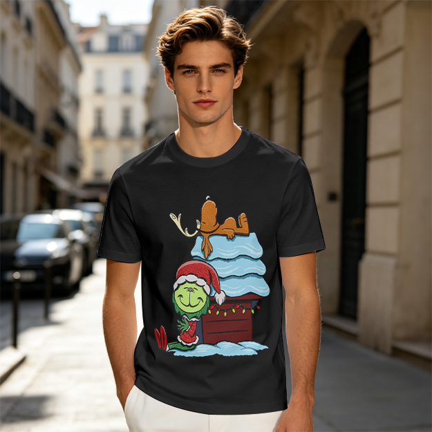 Grinch and Max Christmas Doghouse Graphic T-Shirt