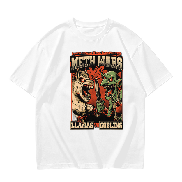 Meth Wars Llamas vs Goblins Graphic T-Shirt