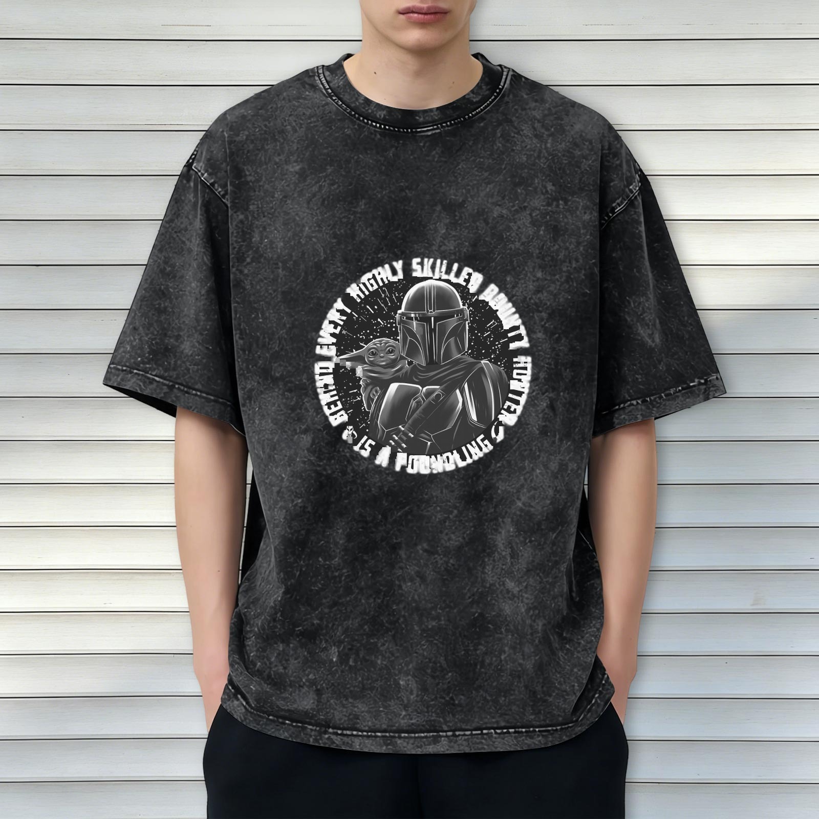 Star Wars Mandalorian Grogu Acid Wash Graphic T-Shirt