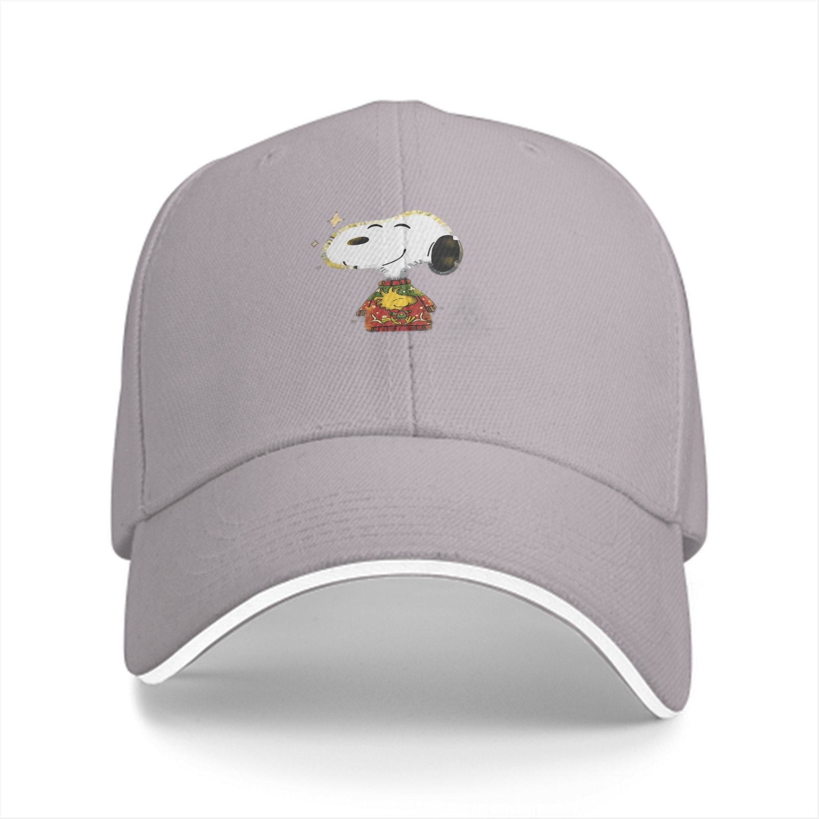 Black baseball cap with Snoopy in festive sweater design
