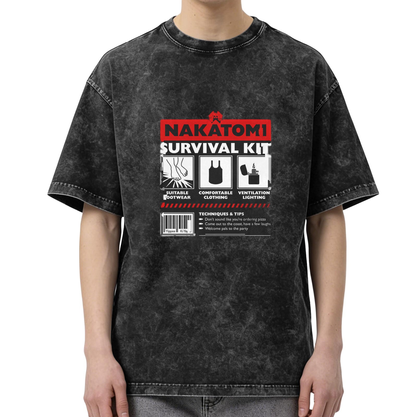 Nakatomi Survival Kit Graphic Acid Wash T-Shirt