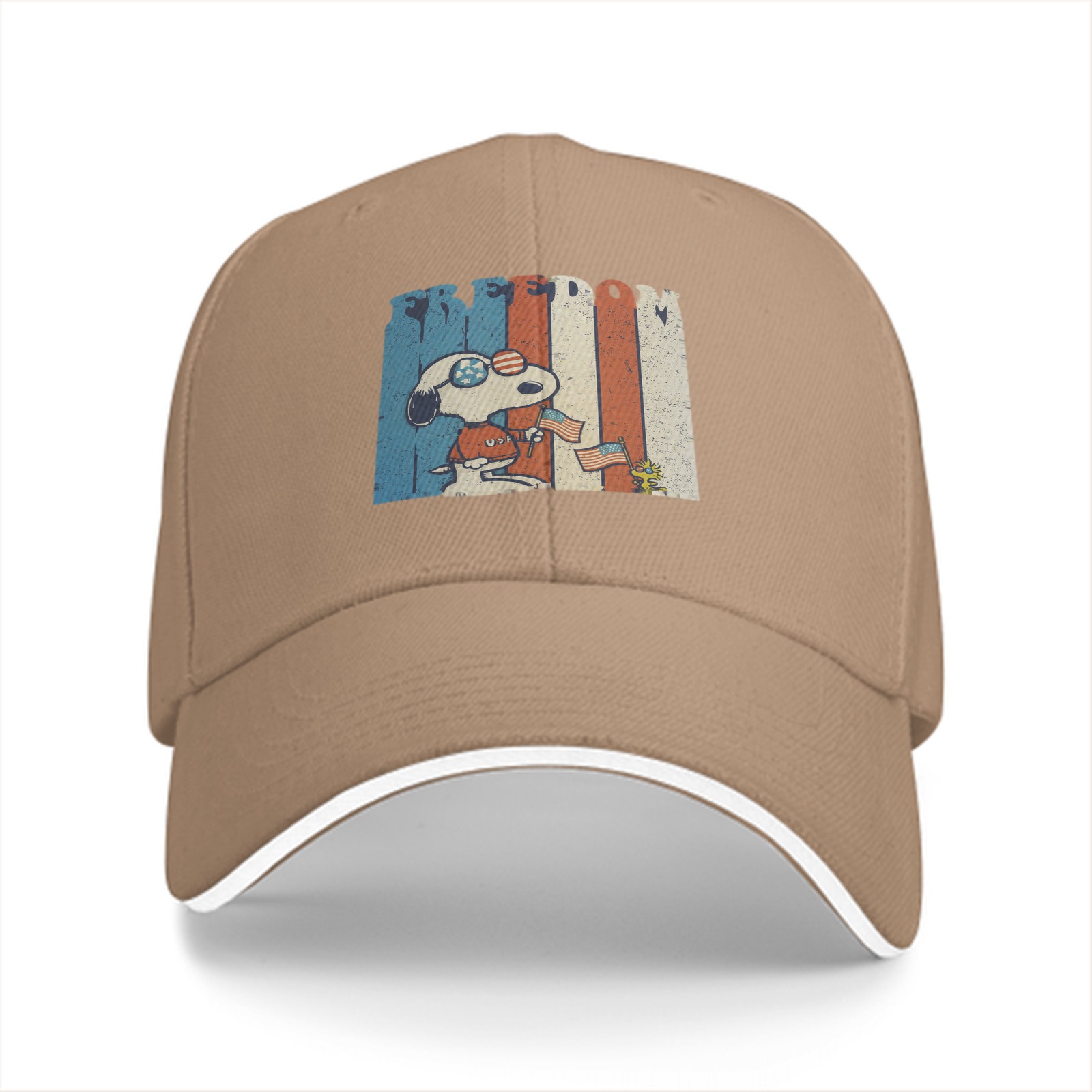 Black baseball cap with Snoopy Freedom patriotic graphic design
