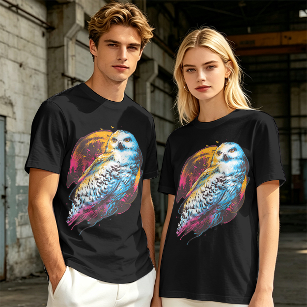 Owl Graphic Print Dark Green Casual T-Shirt