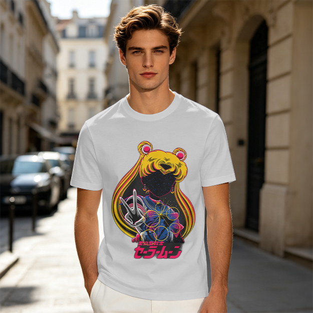 Olive T-shirt with Sailor Moon anime graphic print