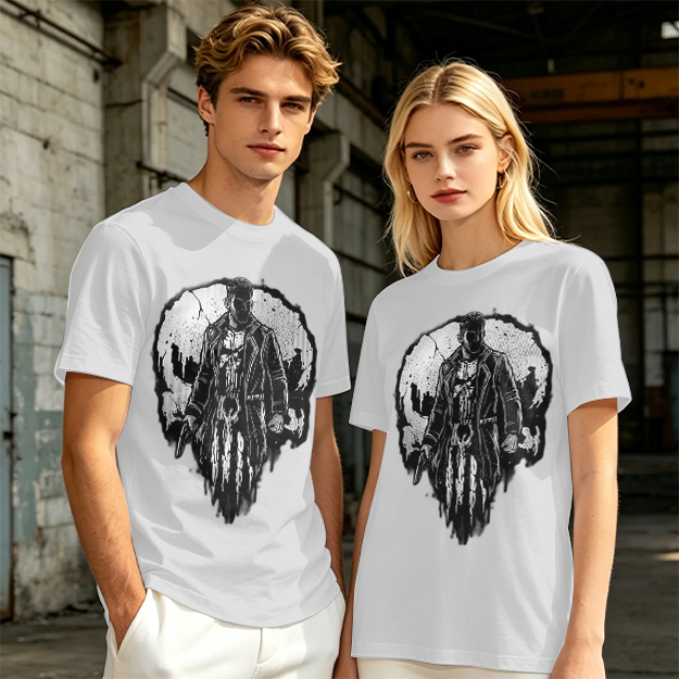 Olive T-Shirt With Punisher Skull Warrior Graphic Print