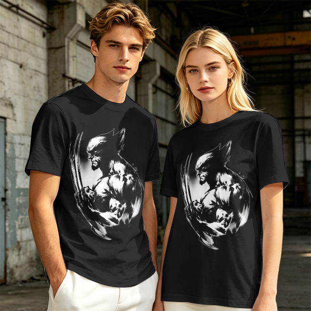 Olive T-shirt with Ink Style Wolverine Graphic Print