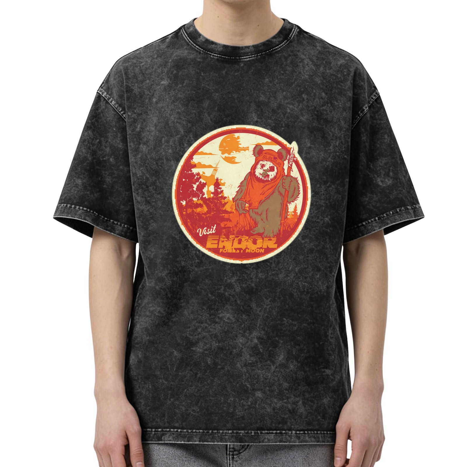 Star Wars Ewok Visit Endor Forest Moon Vintage Graphic Acid Wash T-shirt