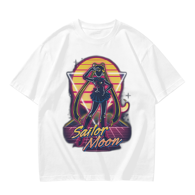 Olive Green Sailor Moon Retro Synthwave Graphic T-Shirt