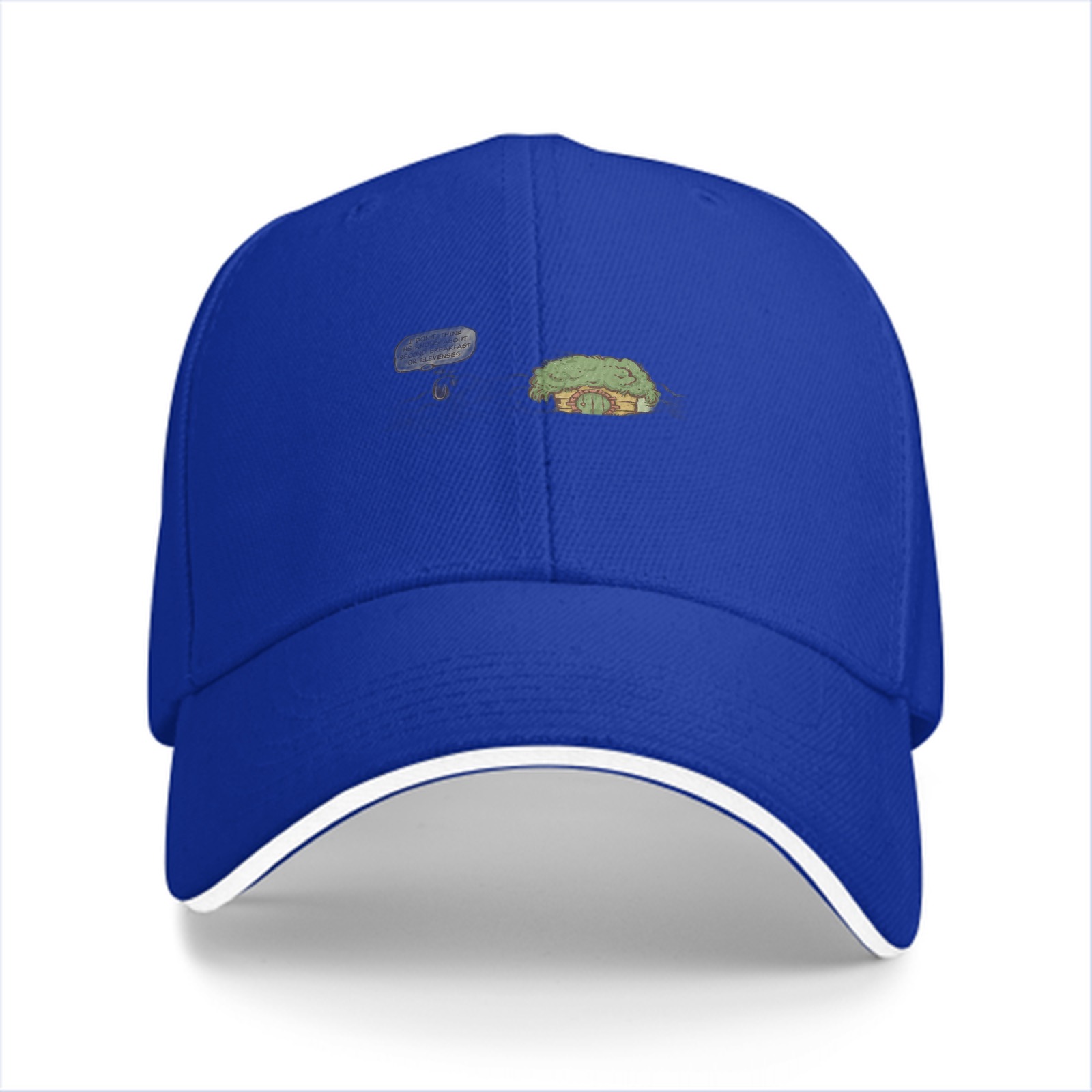 Black Baseball Cap with Small Whimsical House Print