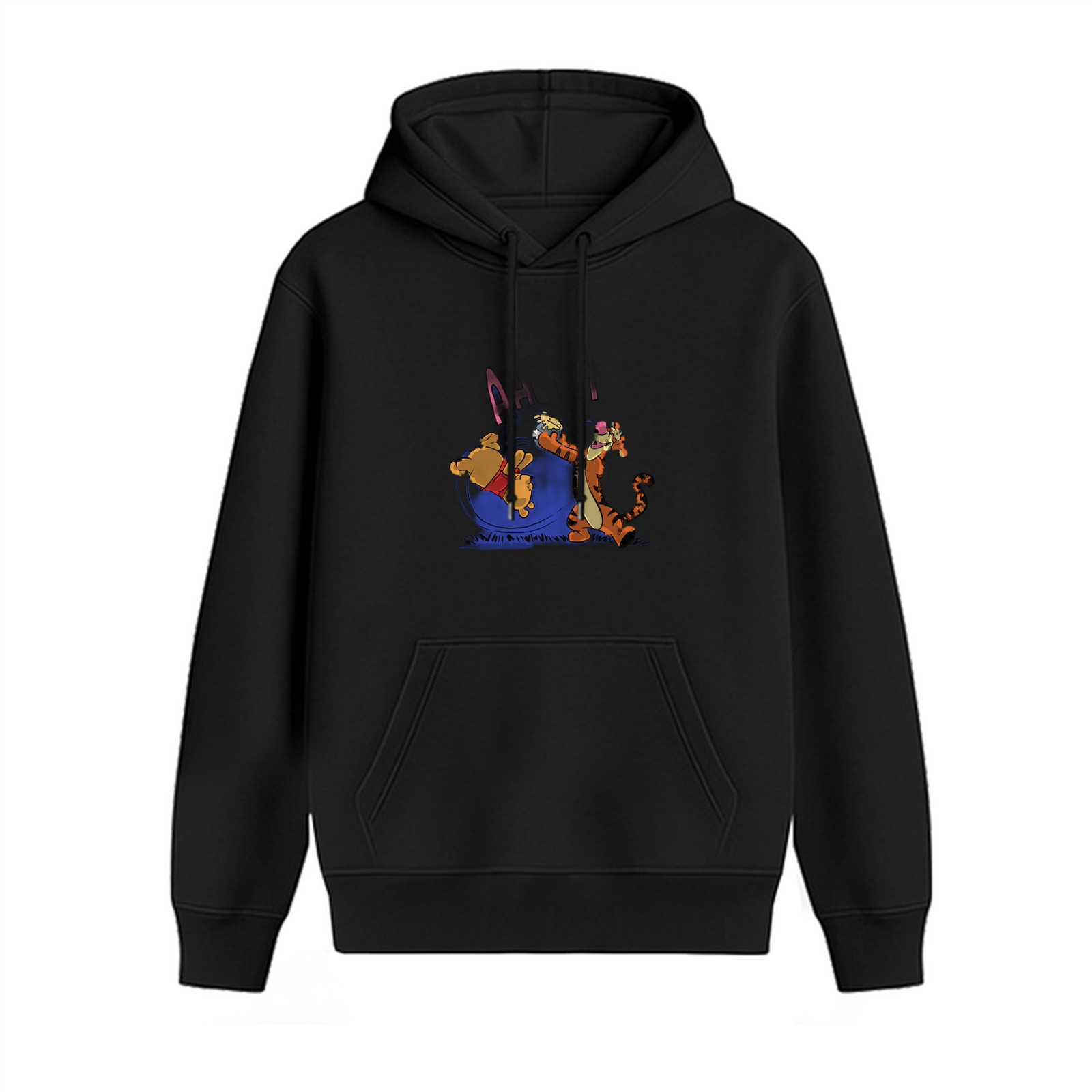Black hoodie with Winnie the Pooh and Tigger graphic