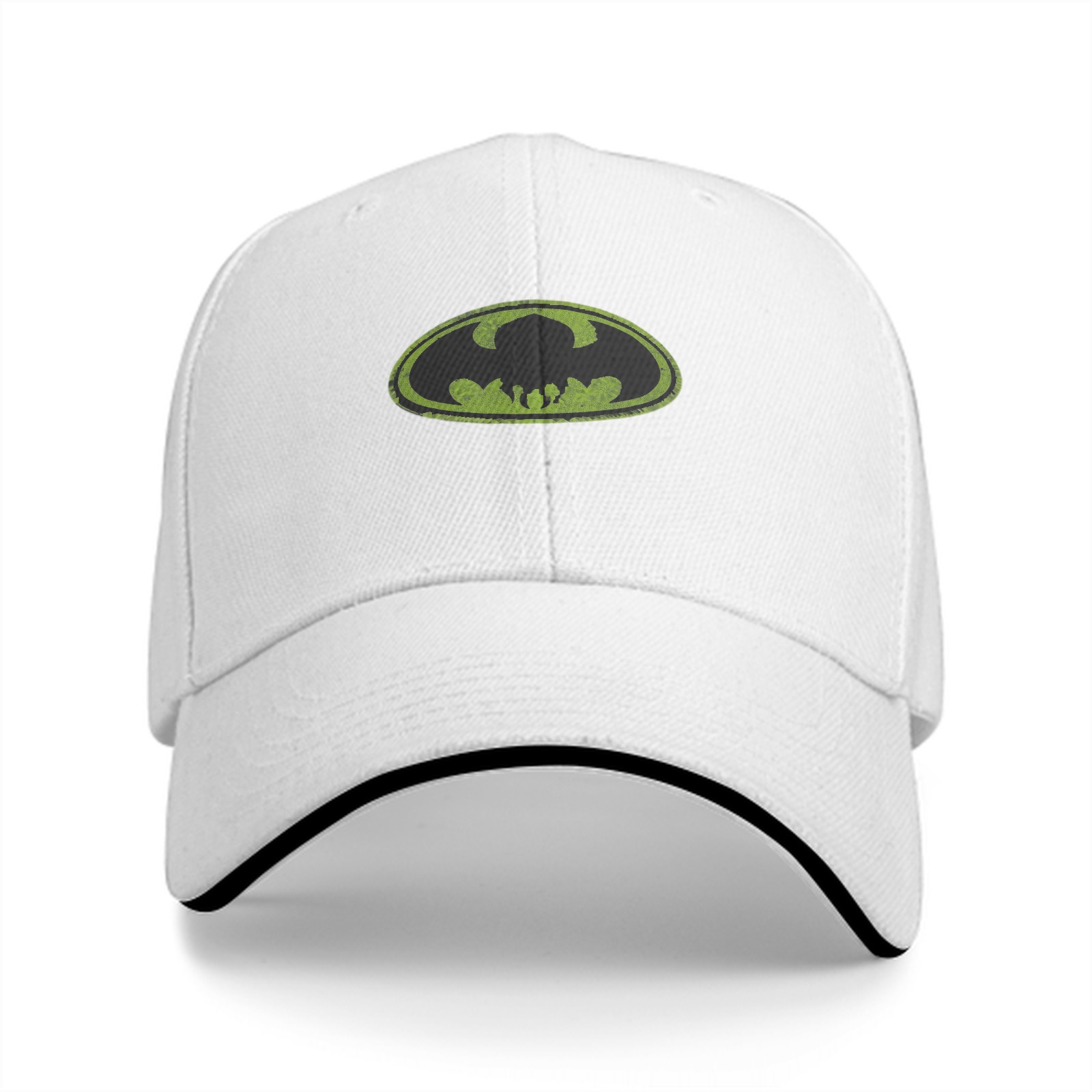 Black Baseball Cap with Distressed Green Batman Logo