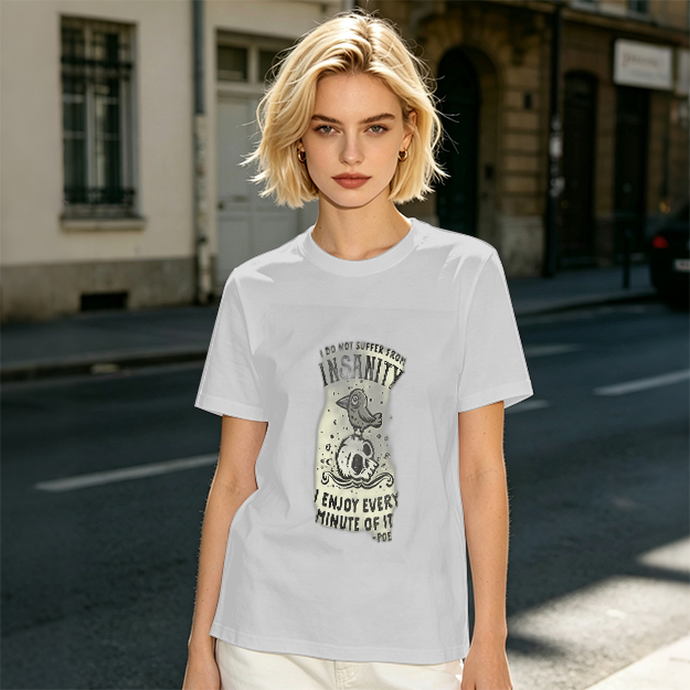 Olive Graphic T-Shirt With Insanity Skull Bird Print