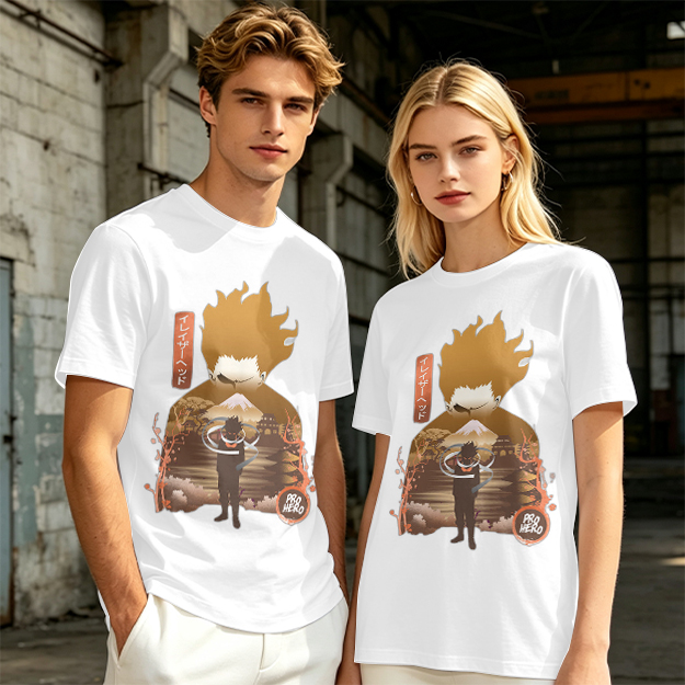 Anime Hero Graphic Olive Green Short Sleeve T-Shirt