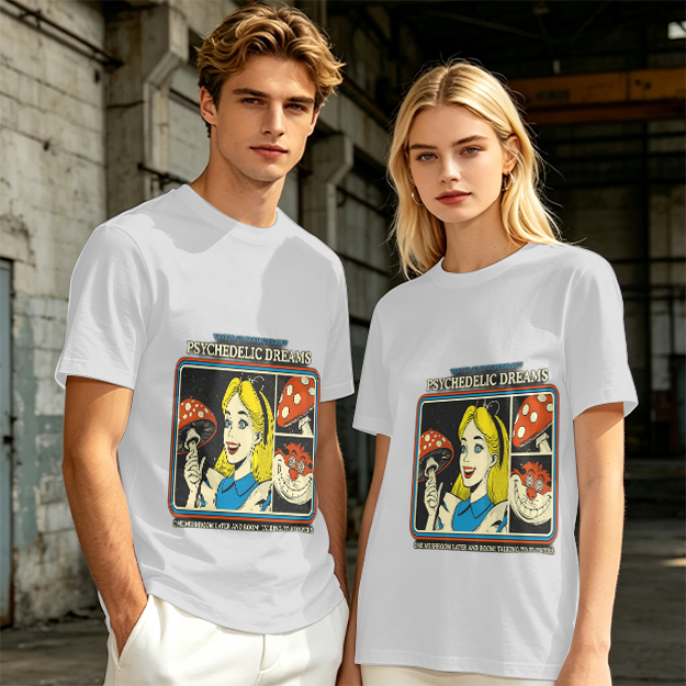 Psychedelic Dreams Alice in Wonderland Mushroom Graphic T-Shirt