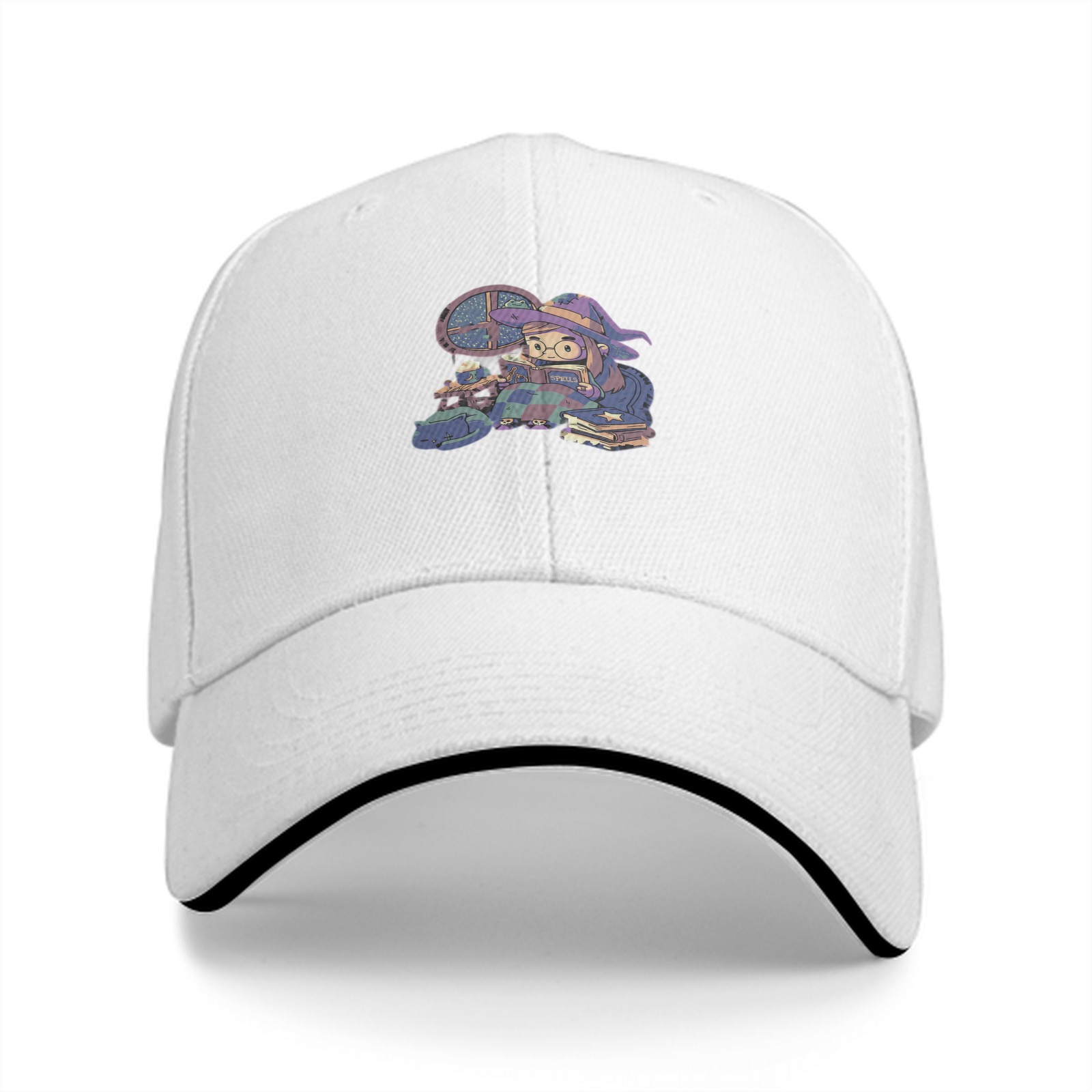 Black Baseball Cap With Cute Witch Reading Art Print