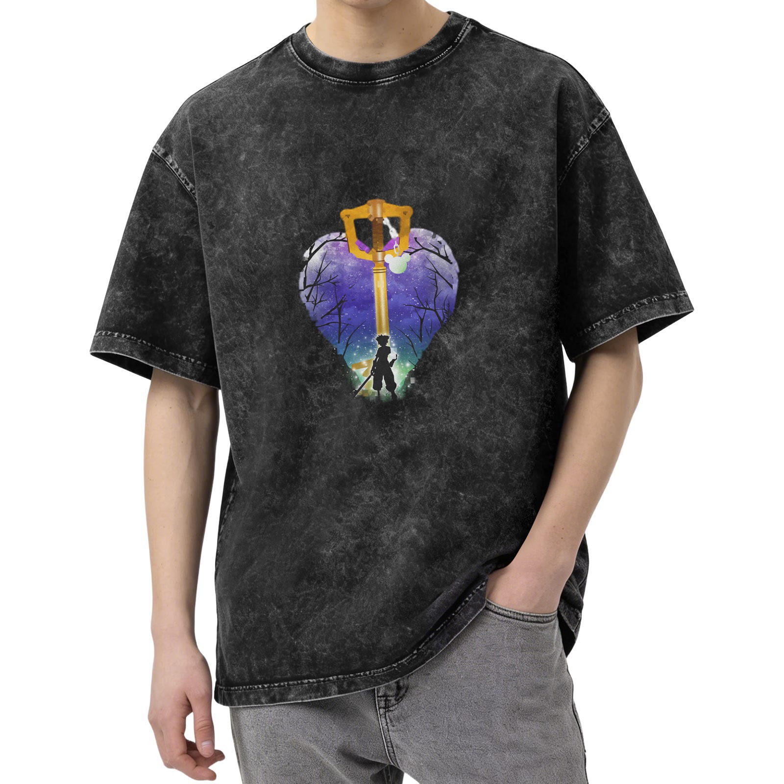 Kingdom Hearts Keyblade Heart Silhouette Graphic T-Shirt