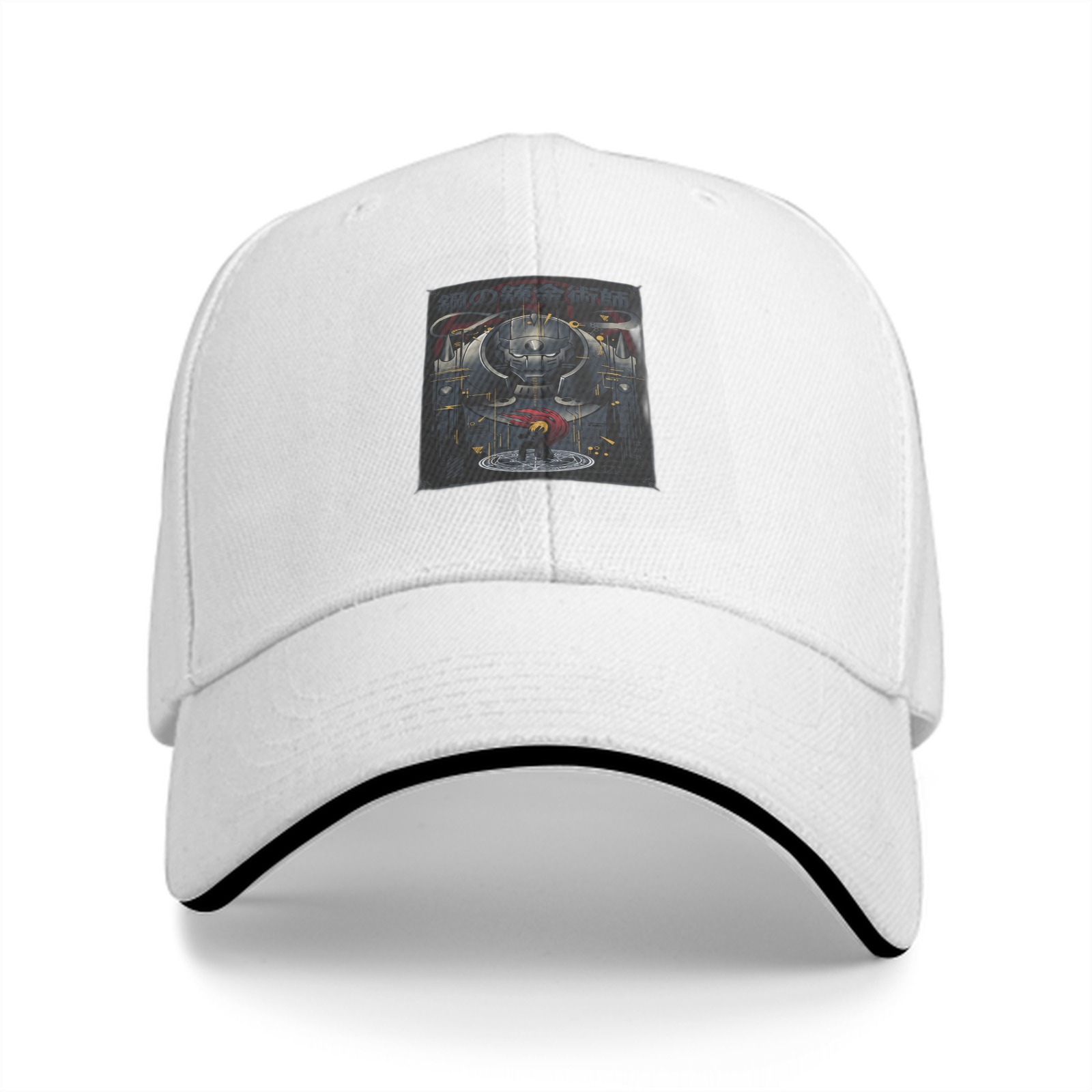 Black Baseball Cap With Sci-Fi Robot Graphic Print