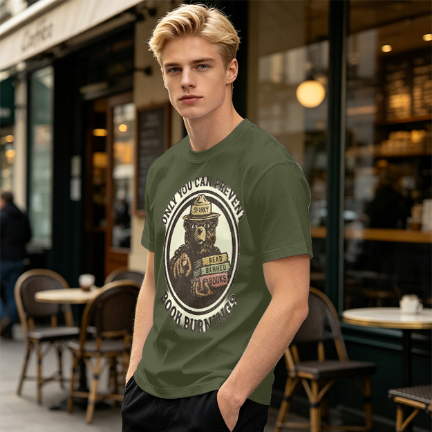 Only You Can Prevent Book Burnings Bear T-Shirt Art