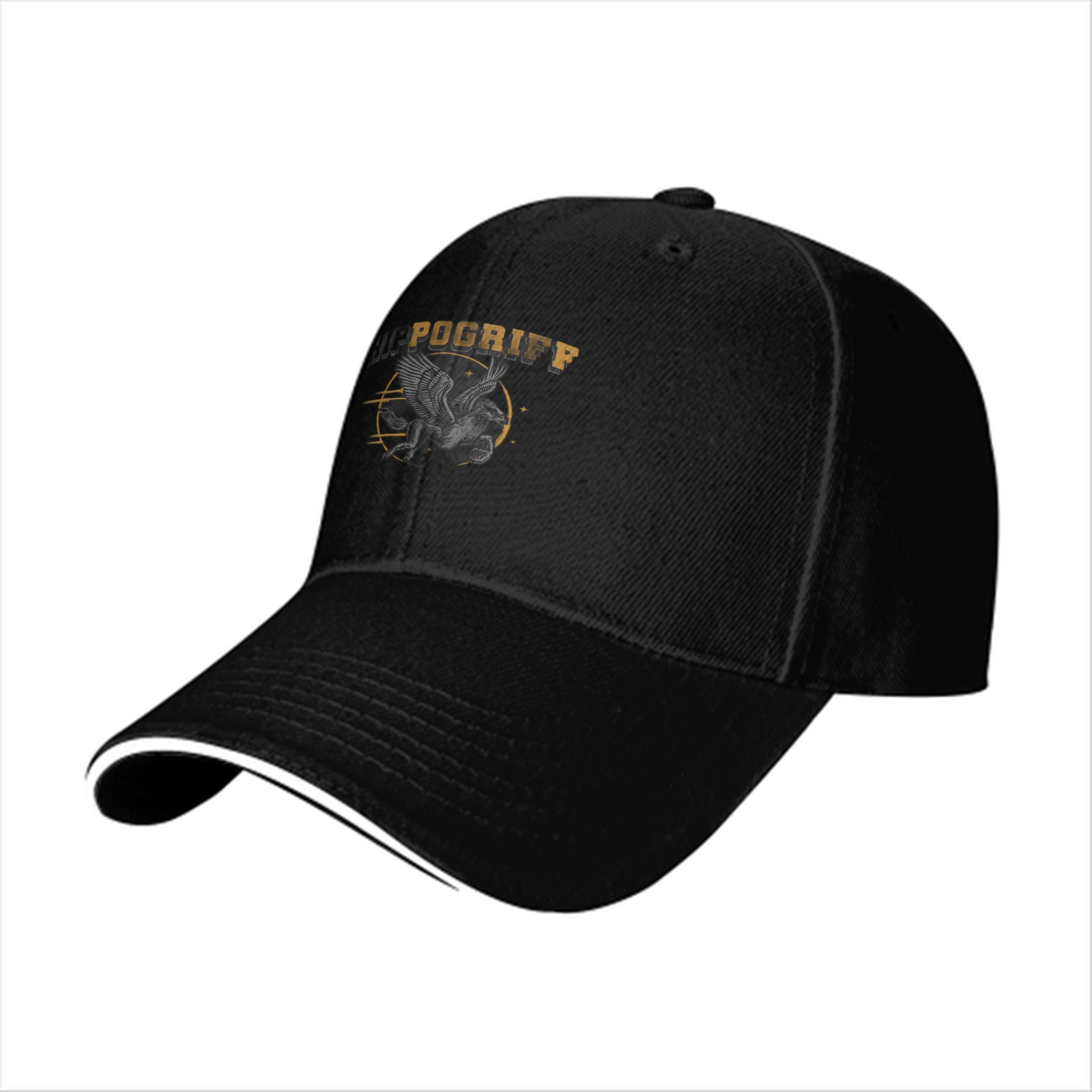 Black baseball cap with winged creature and POGRIFF graphic