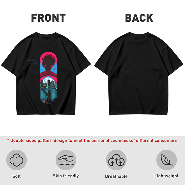 Olive T-Shirt With Cyberpunk City And Spiky Silhouette Graphic