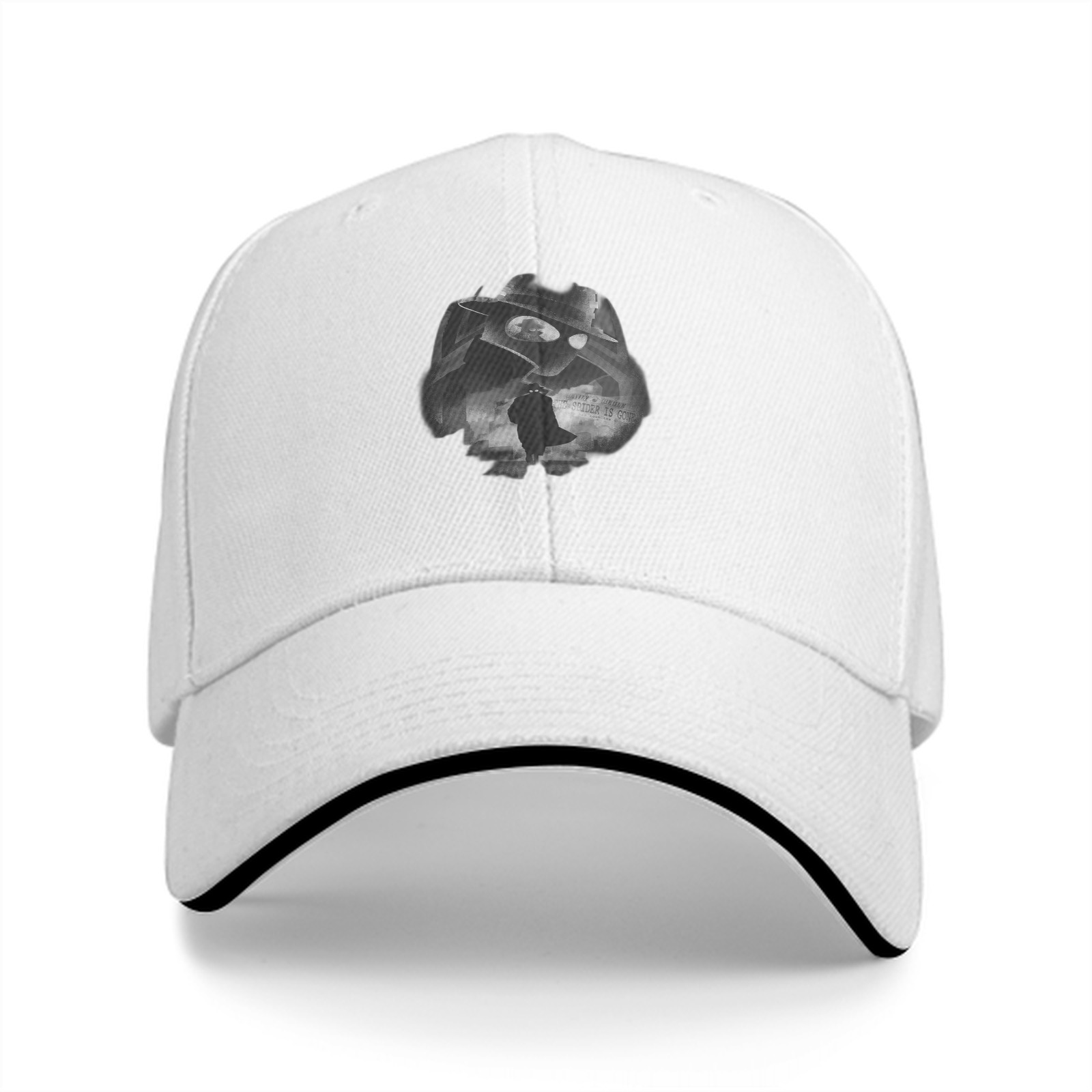 Black Baseball Cap With Monochrome Cowboy Silhouette Graphic