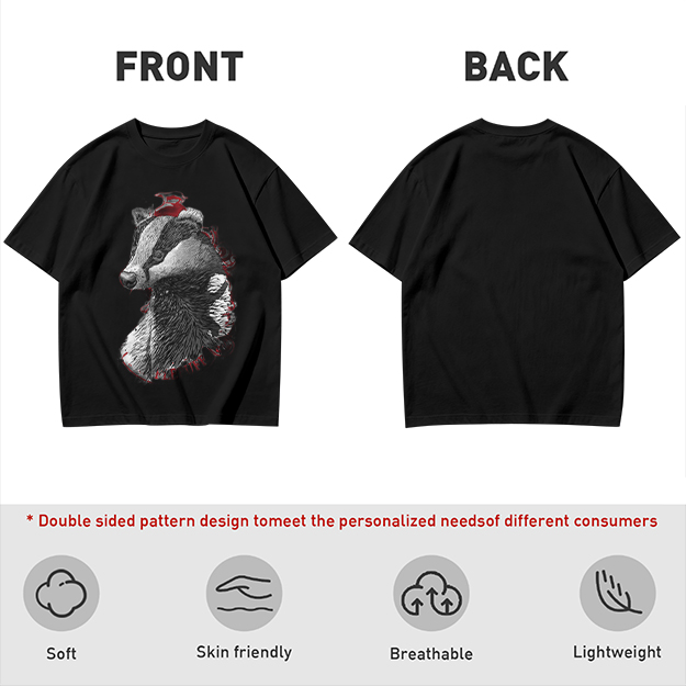 Olive Green T-Shirt With Detailed Badger Graphic Print