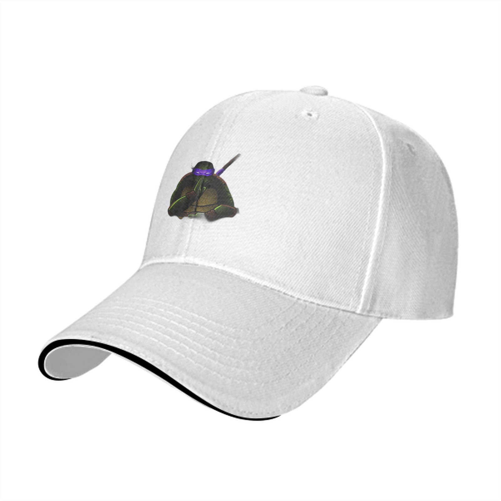 Black Baseball Cap With Purple Masked Ninja Turtle Graphic