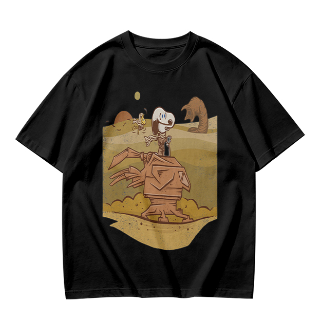 Olive T-Shirt With Desert Alien Dog Graphic Print