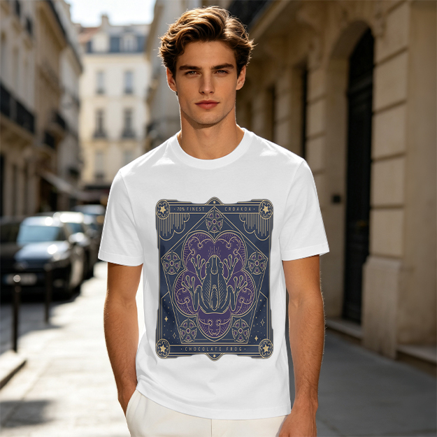 Olive T-Shirt with Mystical Frog Tarot-Style Graphic Print