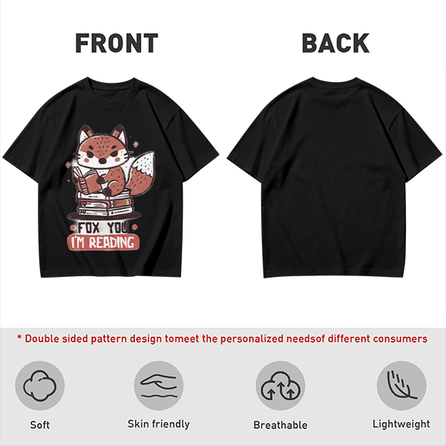 Olive T-Shirt with Cute Fox Reading Book Pun Print