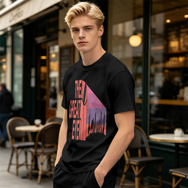 Olive T-Shirt with The Great Eye Sunset Graphic Print