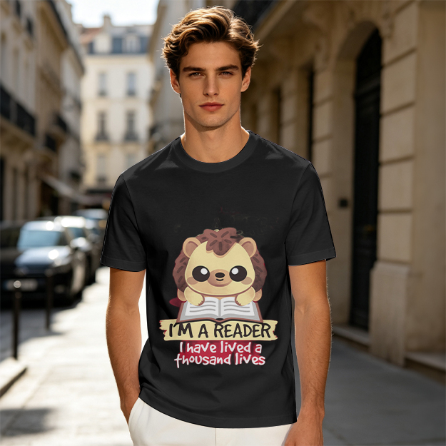 Hedgehog Reading Book I'm A Reader Thousand Lives T-Shirt