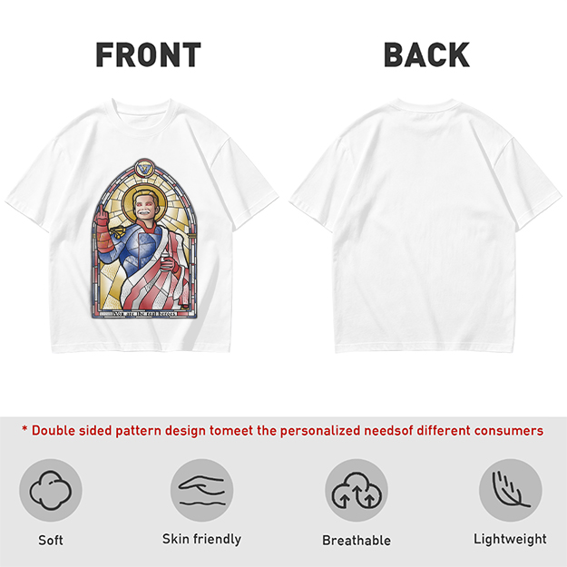 Olive T-Shirt With Homelander Stained Glass Style Print