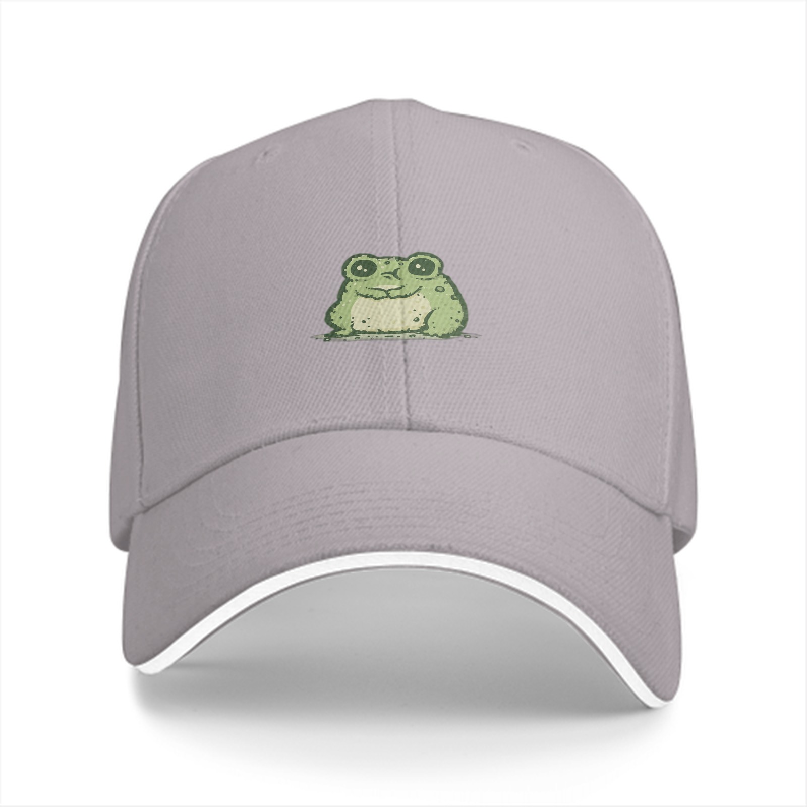 Black Baseball Cap With Cute Chubby Frog Graphic Design