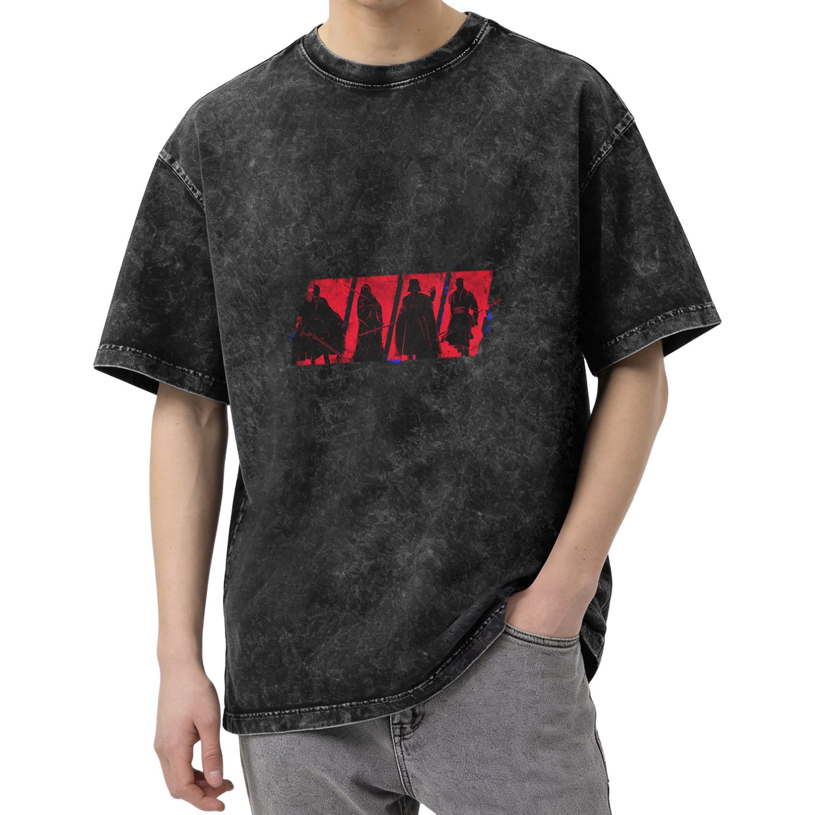 Star Wars Sith Lords Silhouette Graphic Oversized Stone Wash T-Shirt