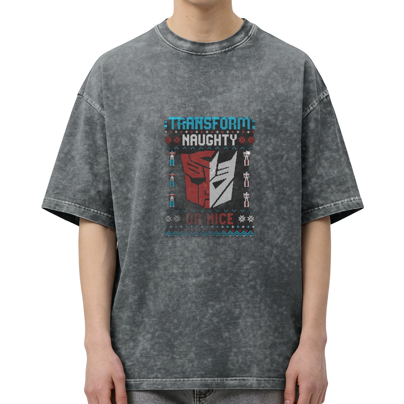 Transform Naughty Or Nice Transformers Ugly Christmas T-Shirt