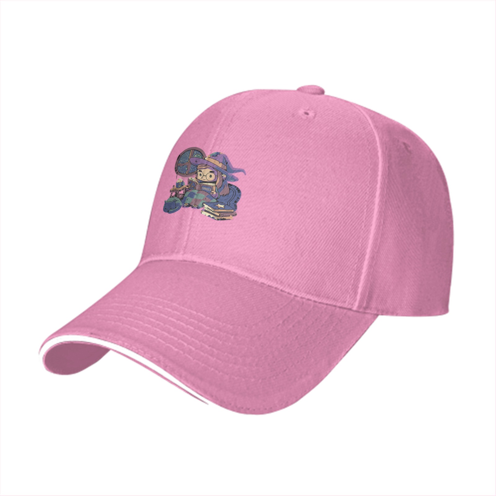 Black Baseball Cap With Cute Witch Reading Art Print