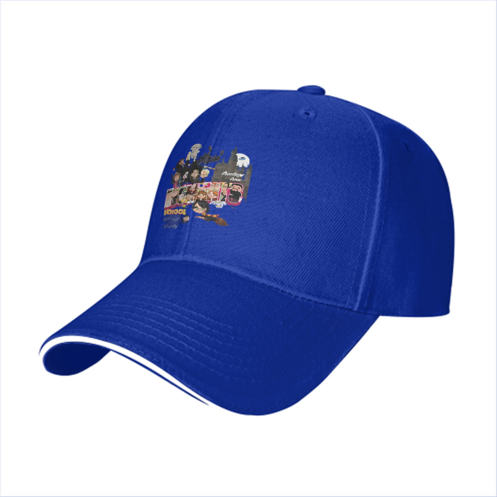 Black Baseball Cap with Wizard School Themed Character Print
