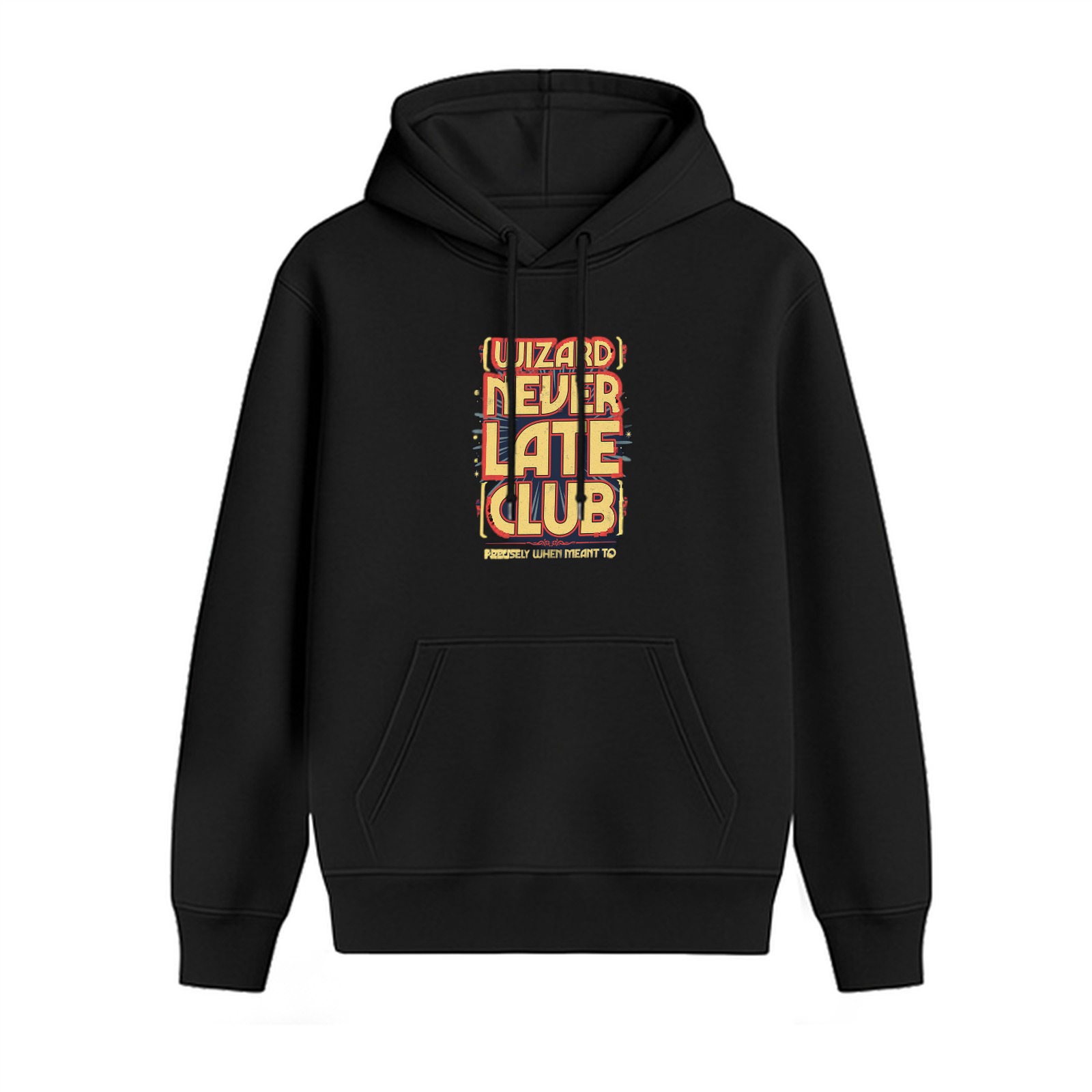 Wizard Never Late Club Graphic Black Hoodie
