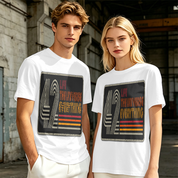 42 Life The Universe Everything Retro Graphic Olive T-Shirt
