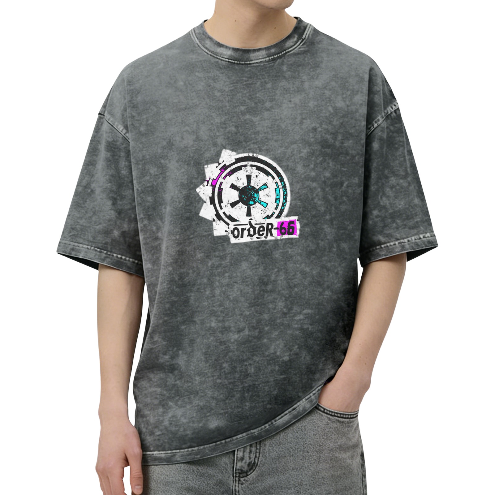 Washed Black Graphic T-Shirt with Order 66 Imperial Logo