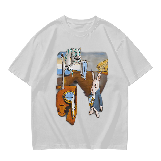 Olive T-Shirt with Surreal Alice in Wonderland Art Print