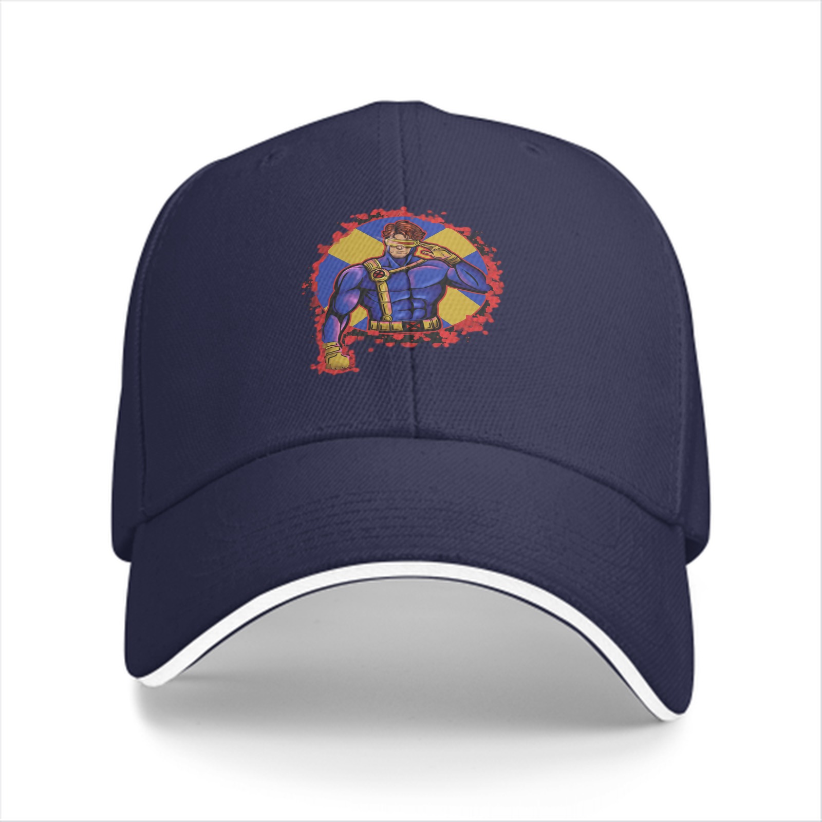 Black baseball cap with Cyclops X-Men graphic print