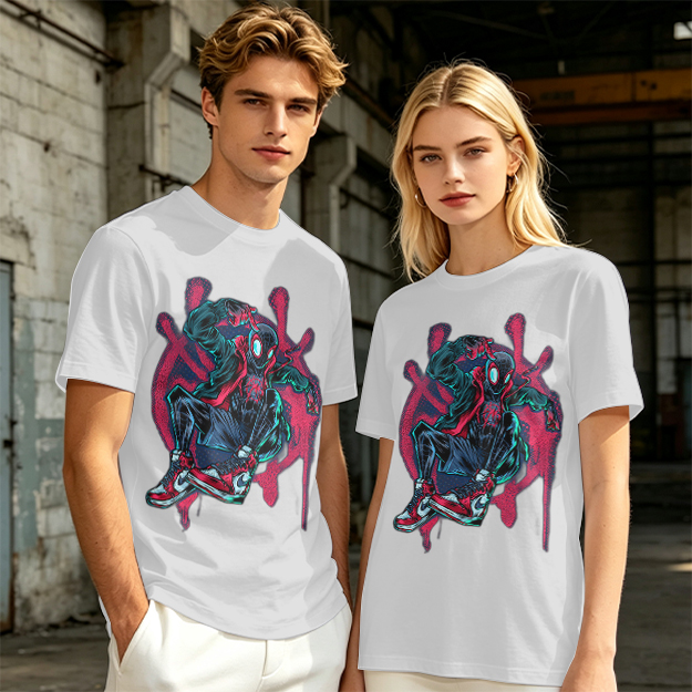 Olive T-Shirt Featuring Miles Morales Spider-Man Graffiti Art