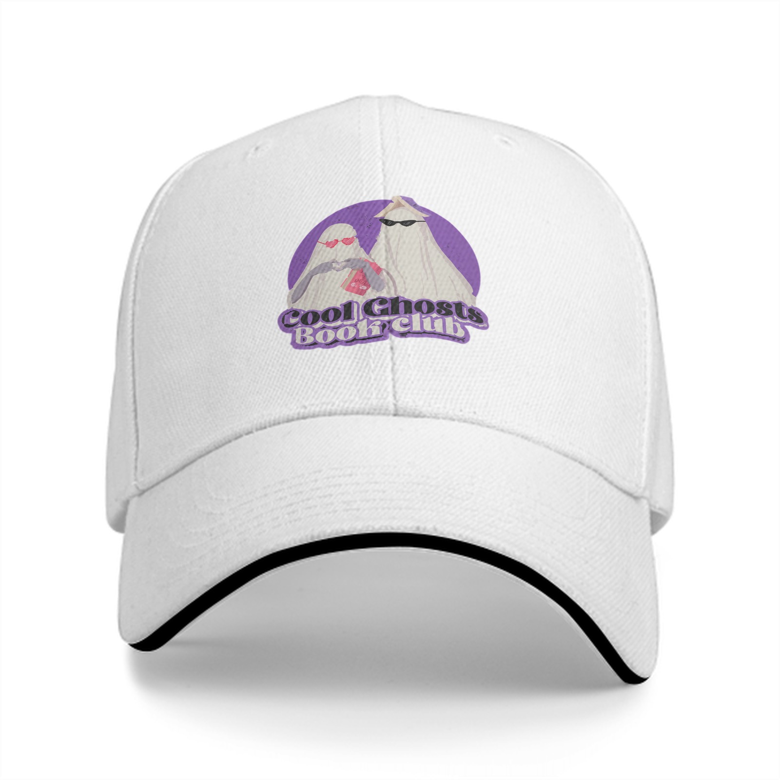 Cool Ghosts Book Club Graphic Black Baseball Cap