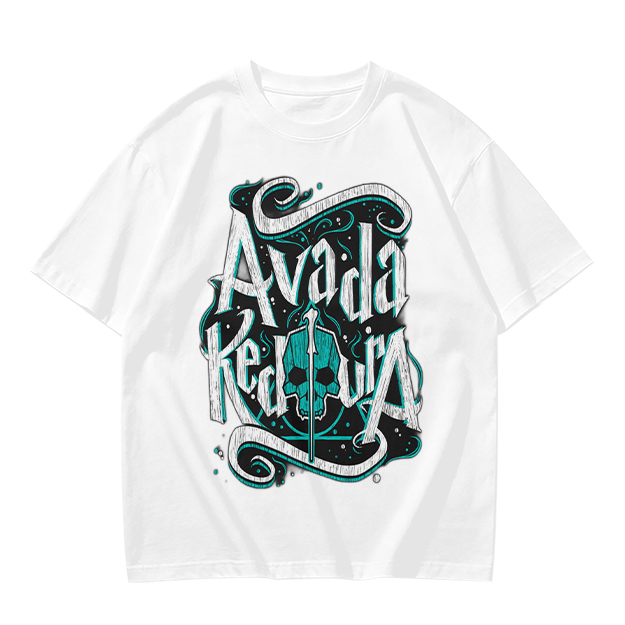 Olive T-Shirt With Avada Kedavra Dark Magic Skull Graphic