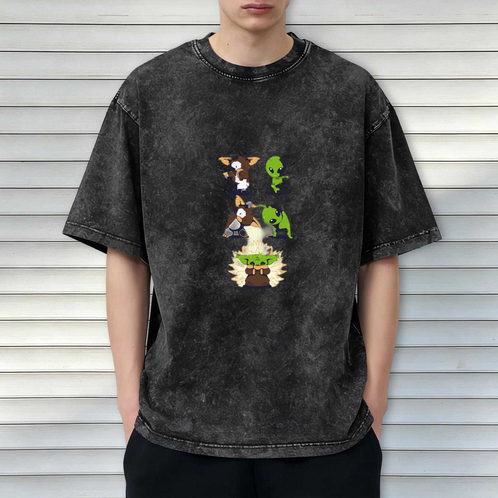 Vintage Washed T-Shirt With Cute Pop Culture Character Art