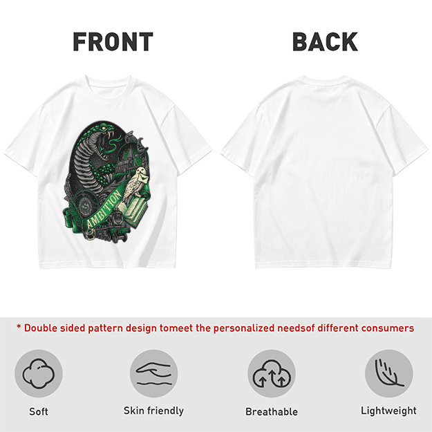 Olive Green T-Shirt With Slytherin Ambition Snake Owl Graphic