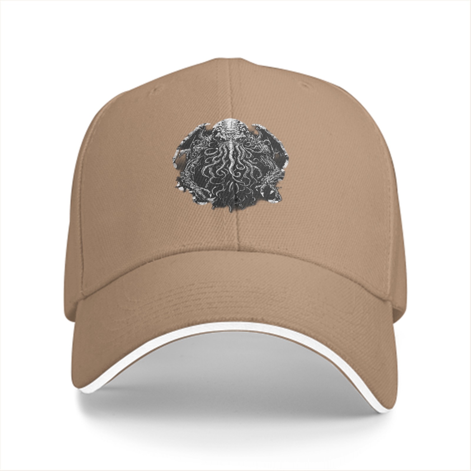 Black Baseball Cap With Cthulhu Octopus Monster Graphic