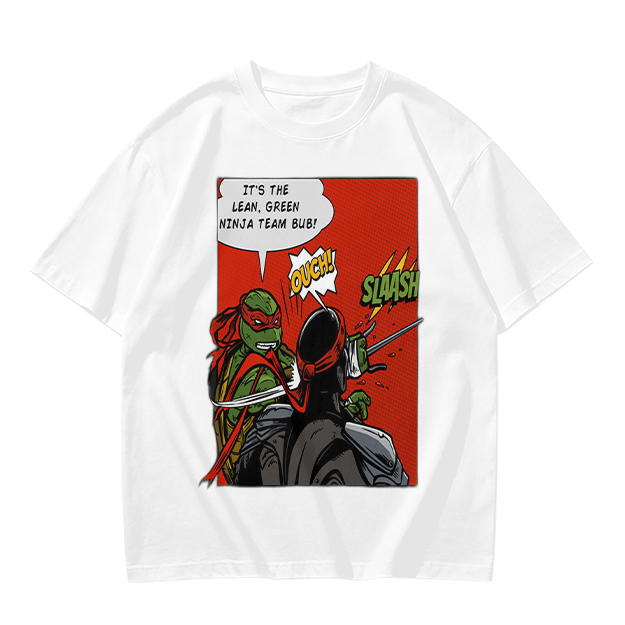 Olive T-Shirt with Ninja Turtles Comic Print